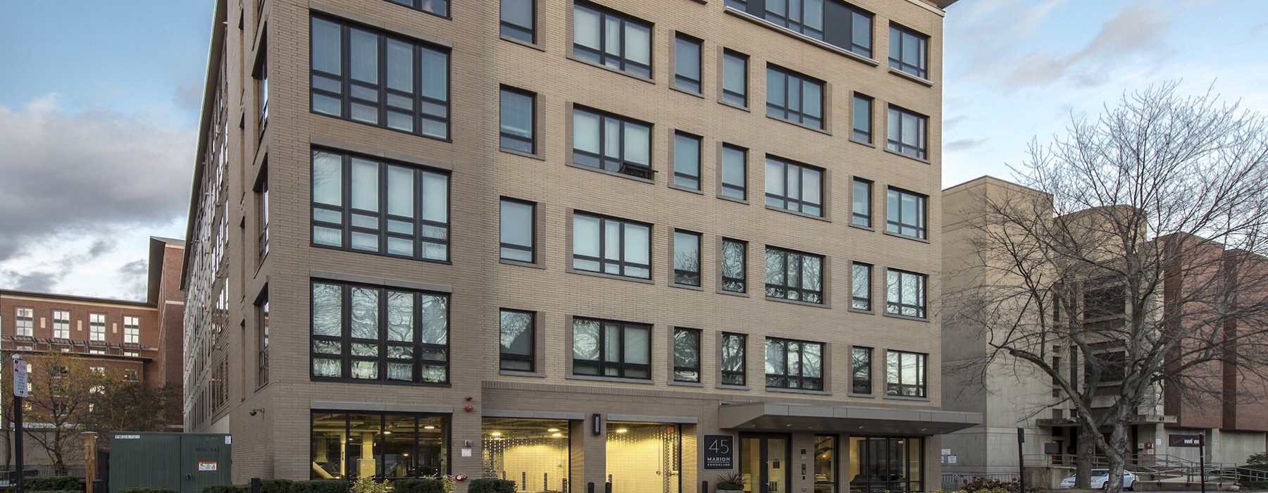 a building with many windows