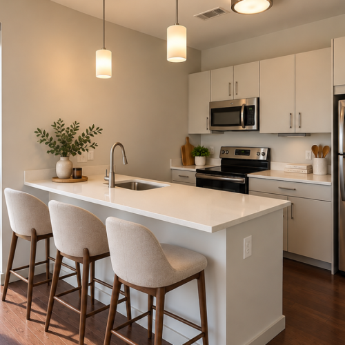 One Bed + Den Kitchen 