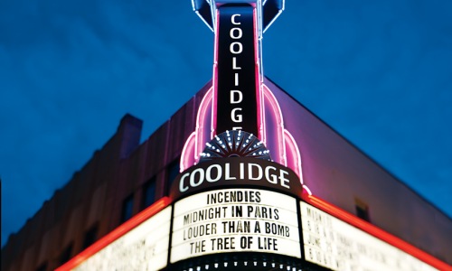 a movie theatre sign